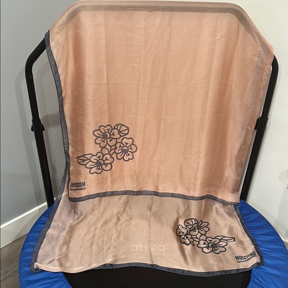 Moschino Peach and Charcoal Floral Scarf